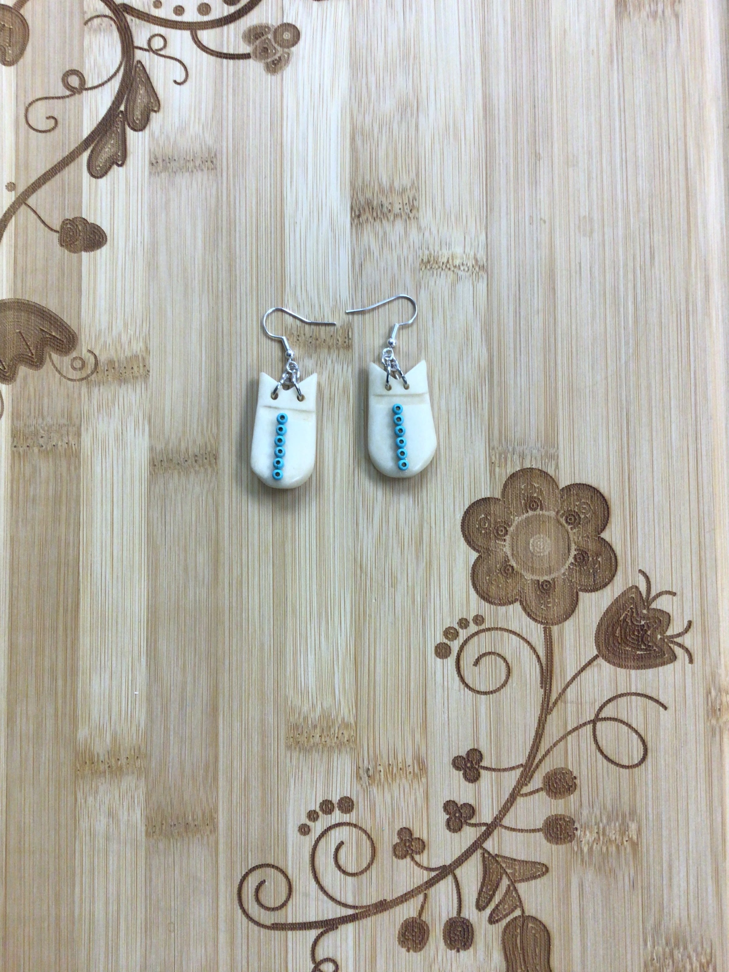 Mikey Runningbird Elk Teeth Earrings