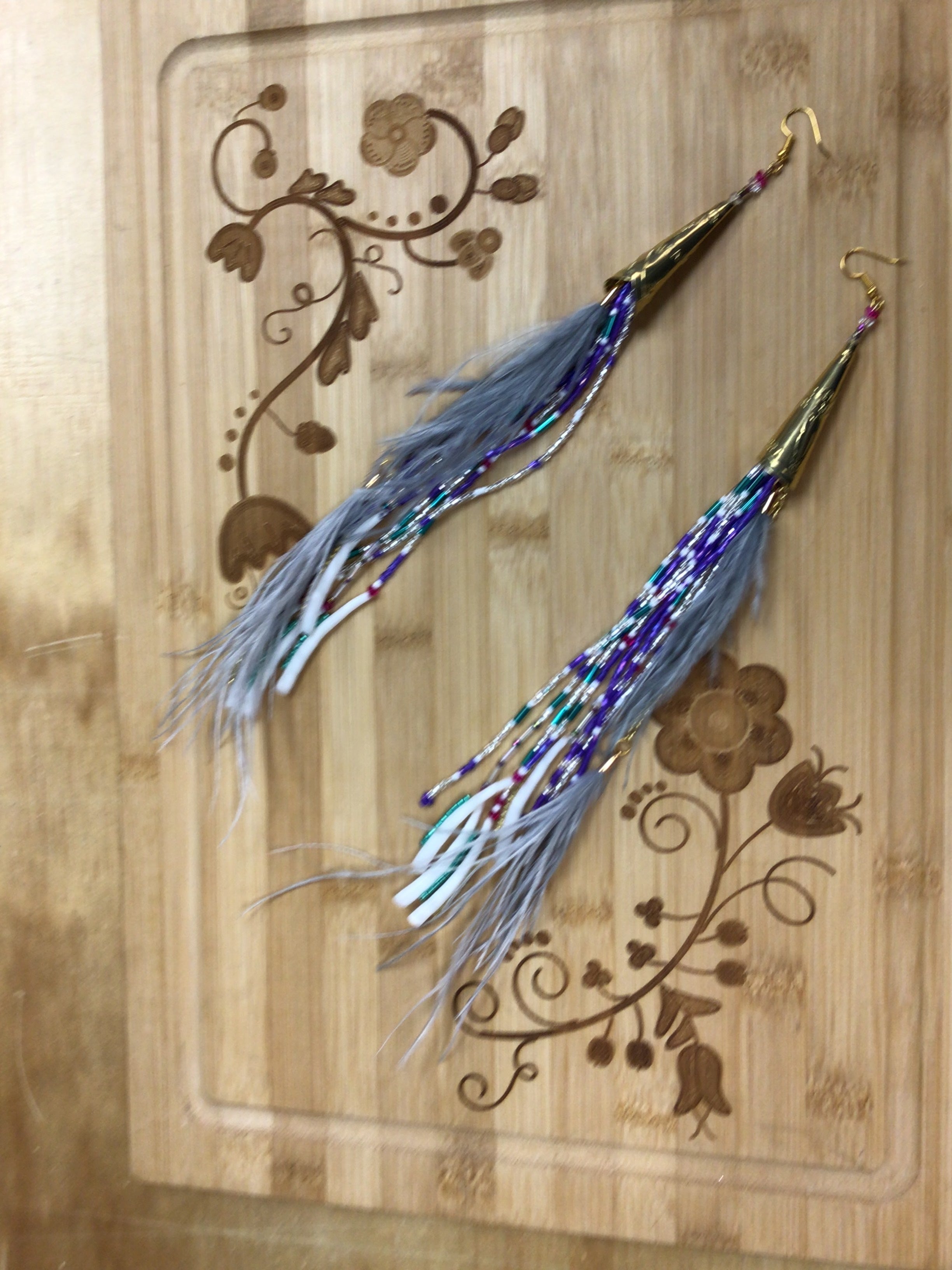 Mikey Runningbird Dentalium Jingle Cone Fringe Earrings