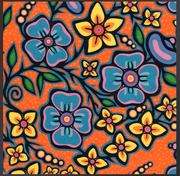 Jackie Traverse Ojibway Florals Cotton Orange 01