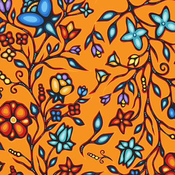 Jackie Traverse Ojibway Florals Cotton Orange