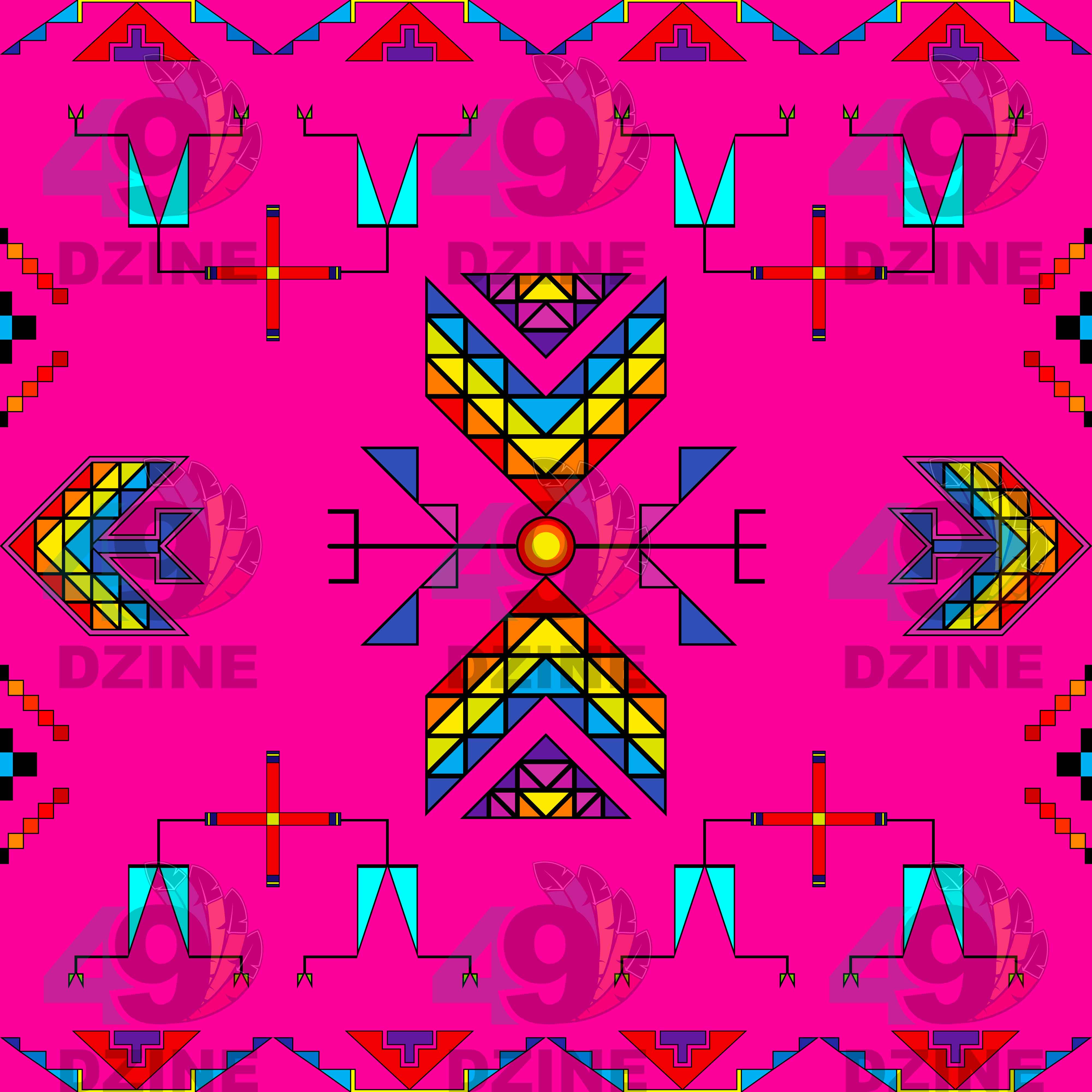 Rainy Chief Rainbow Hot Pink Cotton Fabric