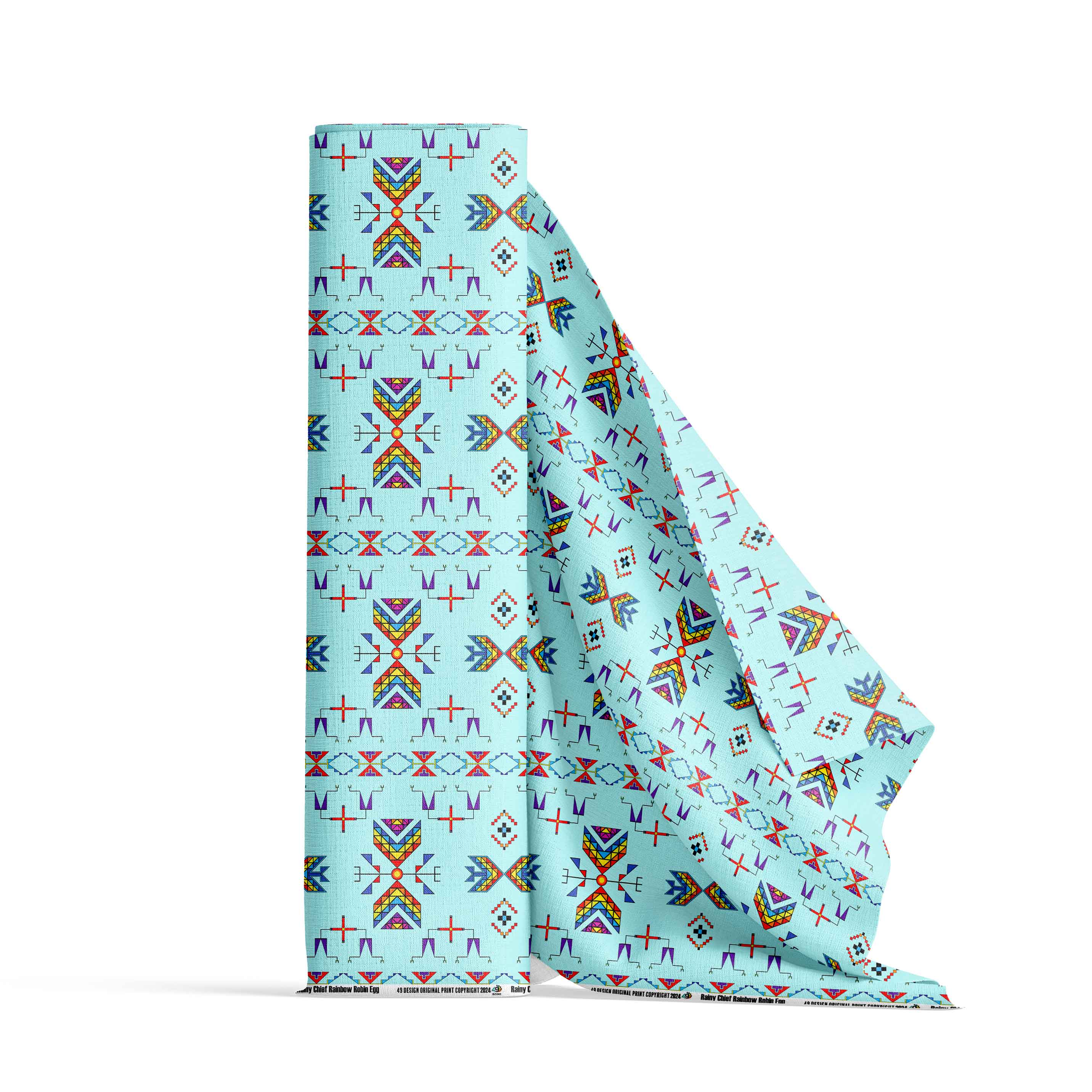 Rainy Chief Rainbow Robin Egg Cotton Fabric