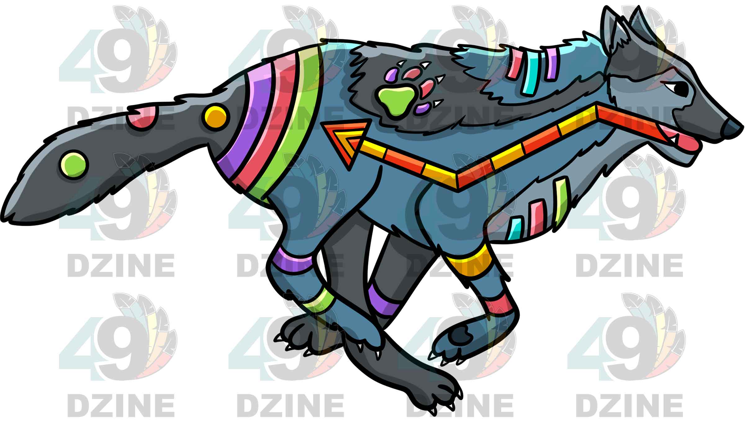 Wolf 5 Colored Sticker