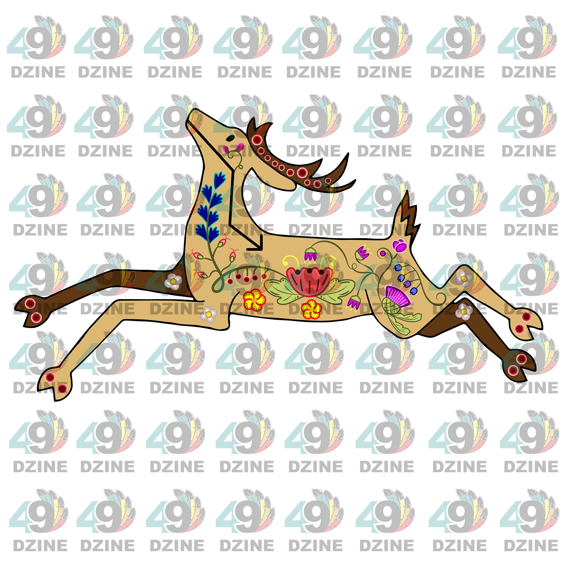 Floral Ledger Deer Tan UV Sticker