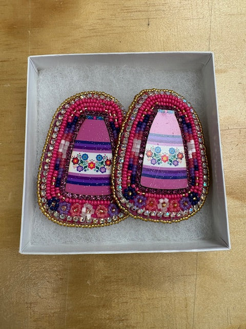 Andrea Thomas Pink Ribbon Skirt Earrings