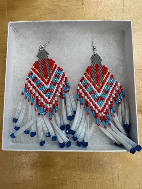 Andrea Thomas Red Kokum & Dentalium Fringe Earrings