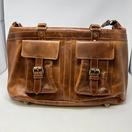 Leather Tote with Pockets
