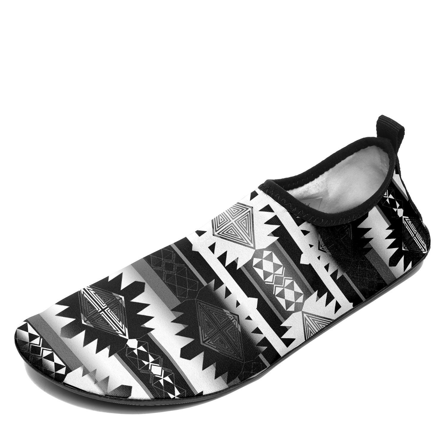 Kids Okotoks Black and White Sockamoccs Slip On Shoes