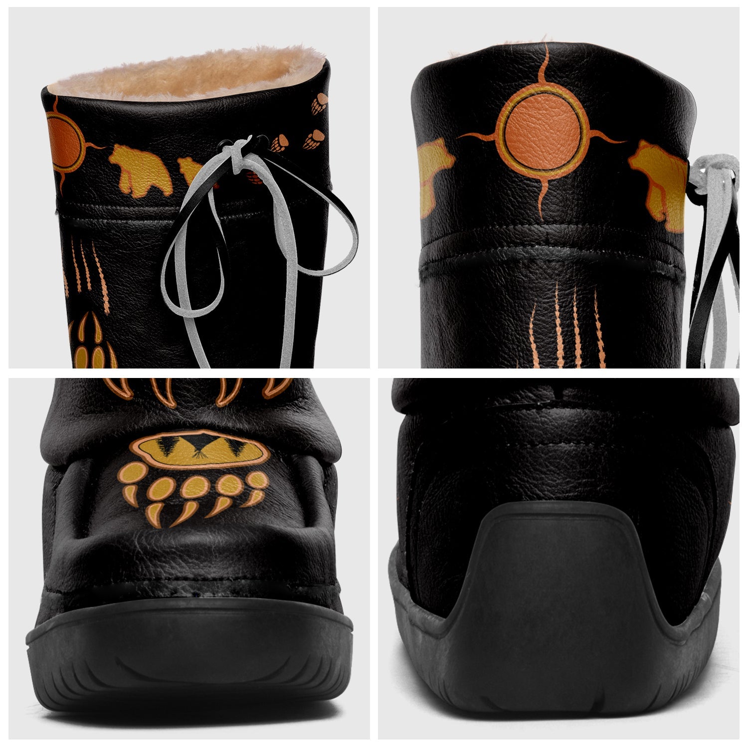 Bear Paw Tan Black Real Leather MocLux