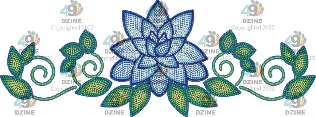 11-inch Floral Glitter Transfer - Beaded Florals Royal