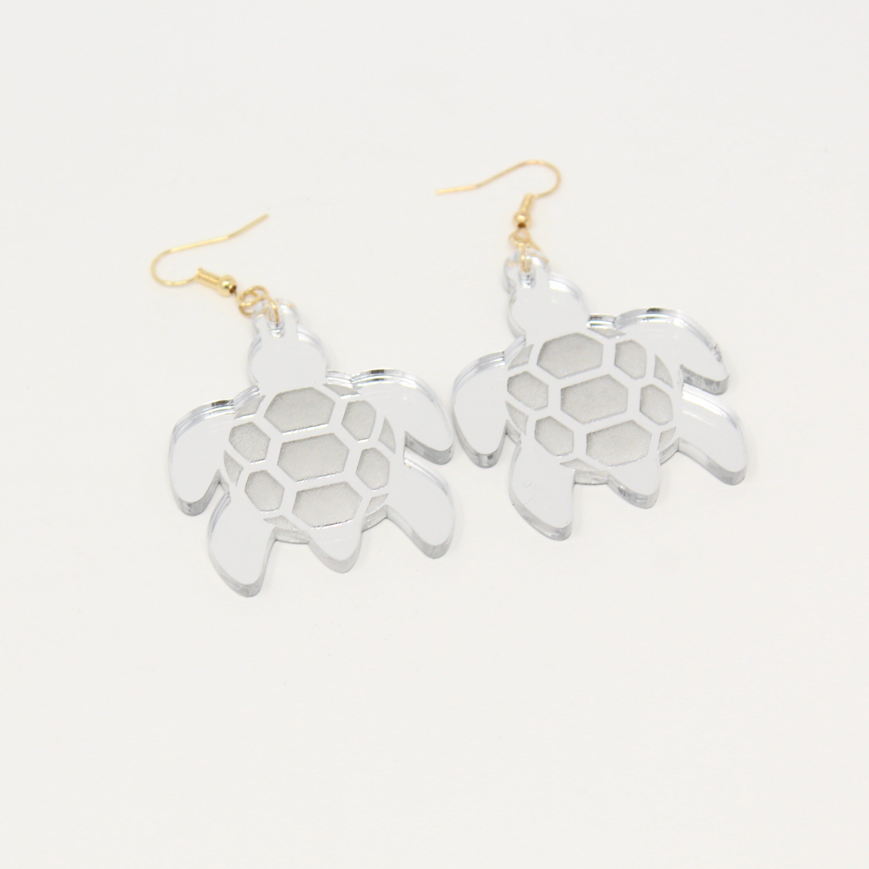 Mirror Acrylic Turtle Earrings