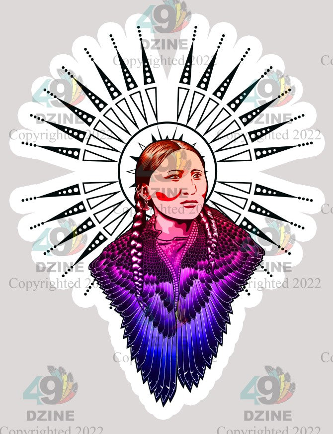 14-inch Indigenous Winged Halo Purple Transfer