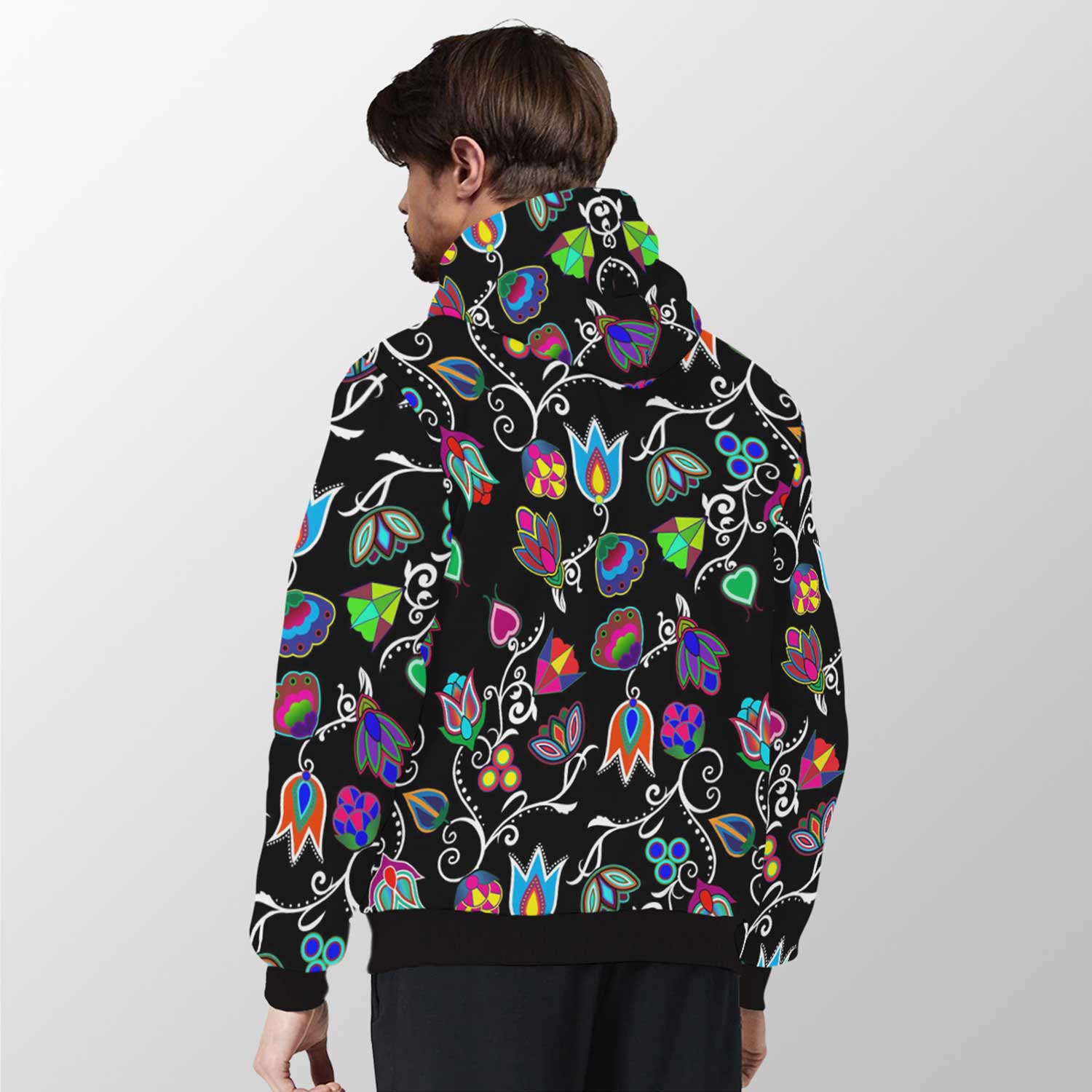 Indigenous Paisley Black Sherpa Hoodie 49 Dzine 